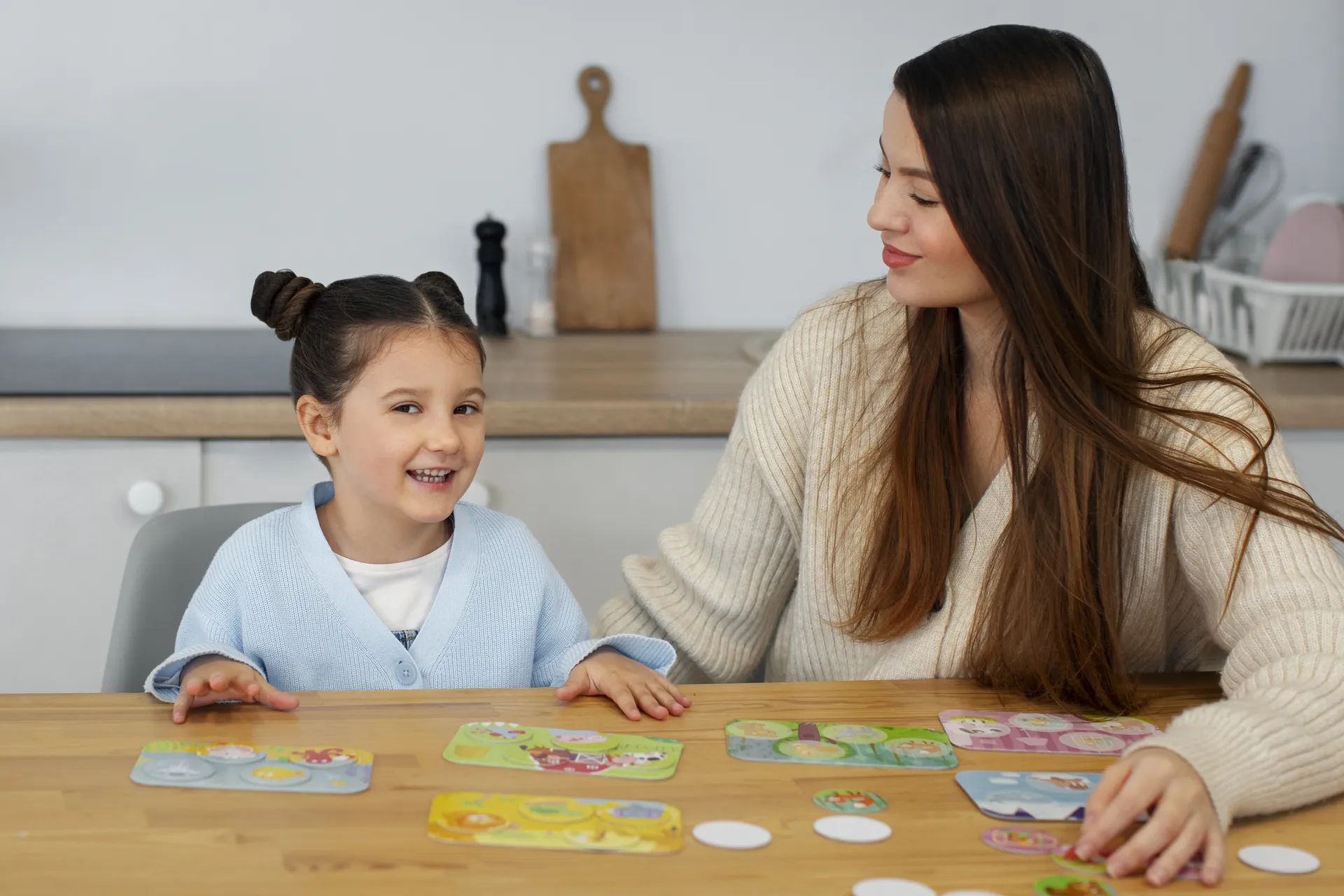 Happy child eagerly participating in engaging speech therapy session