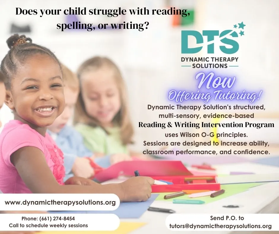 DTS Reading and Writing Intervention Tutoring Program Flyer